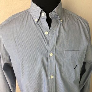 Nautica Men’s Medium Dress Shirt Vintage Blue Grey